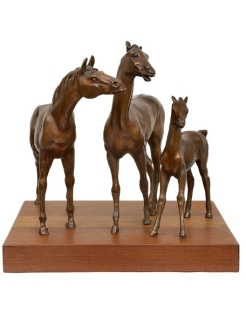 Escultura en Bronce Patinado: Familia de Caballos -...