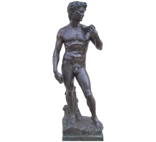 Patinated Bronze Statue: David after Michelangelo - Masterpiece of the Renaissance