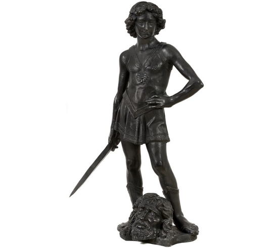 Patinated Bronze Statue: David after Verrocchio - Masterpiece of the Renaissance