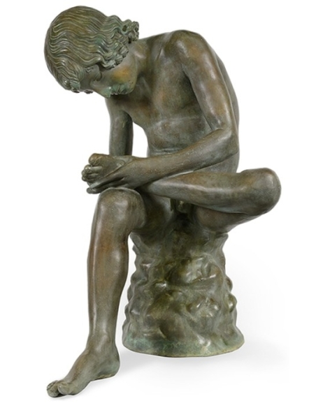 Patinated Bronze Statue: The Thorn Puller, Capitoline Museum - Masterpiece of Antiquity