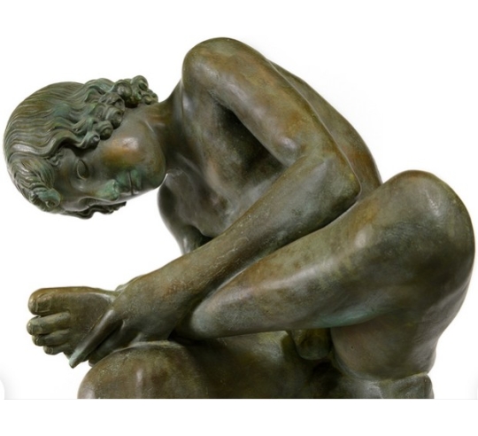 Patinated Bronze Statue: The Thorn Puller,...