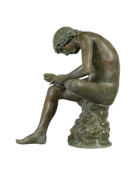 Patinated Bronze Statue: The Thorn Puller, Capitoline Museum - Masterpiece of Antiquity