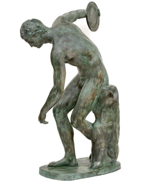 Patinated Bronze Statue: Discobolus after Myron - Classical Greek Art