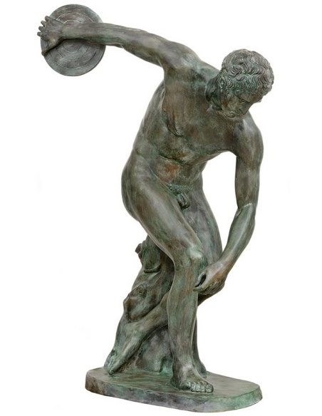 Estatua en Bronce Patinado: Discóbolo de Mirón - Arte Griego Clásico