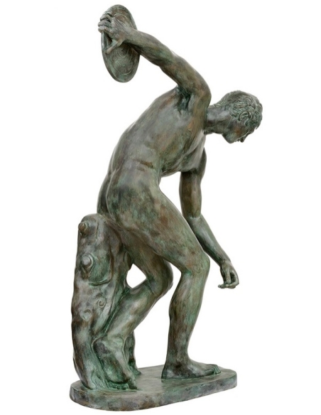 Patinated Bronze Statue: Discobolus after Myron - Classical Greek Art