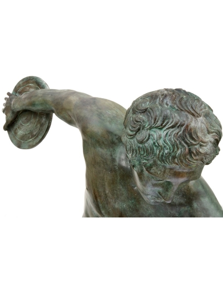 Patinated Bronze Statue: Discobolus after Myron - Classical Greek Art