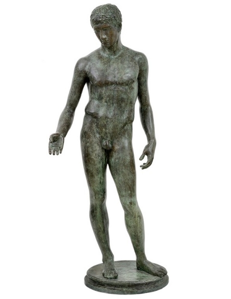 Patinated Bronze Statue: reproduction of the Idolino of Pesaro, Museum of Florence
