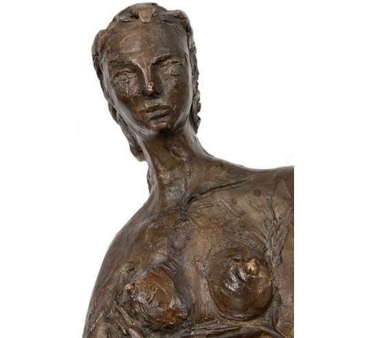 Statue en Bronze Patiné : Femme Nue Debout,...