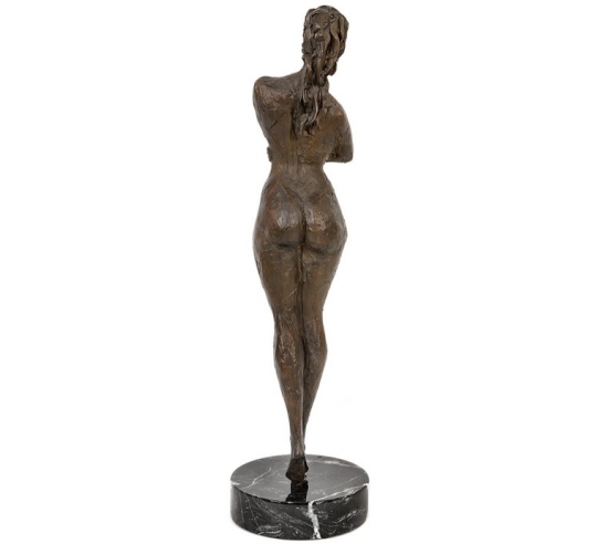 Statue en Bronze Patiné : Femme Nue Debout,...