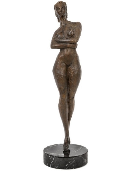 Estatua de Bronce Patinado: Mujer Desnuda de Pie, Símbolo de Fuerza e Independencia