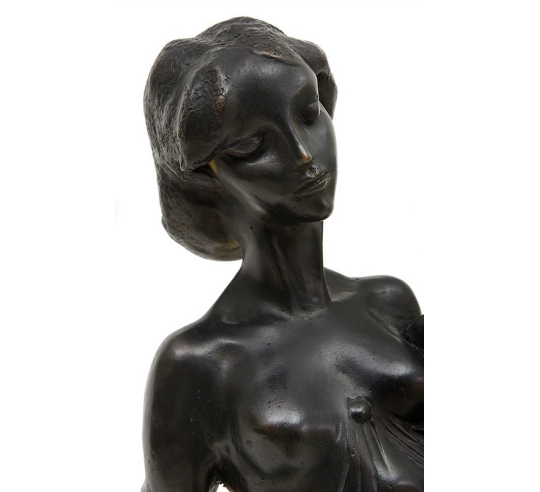 Patinated Bronze Statue: Mother and Children,...