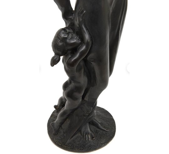 Patinated Bronze Statue: Mother and Children,...