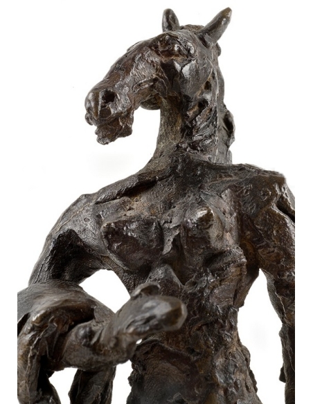 Patinated Bronze Statue: Mythological Woman, Balance between Femininity and Animality