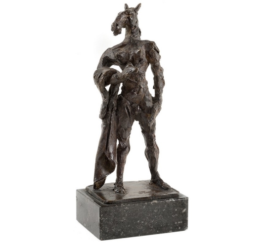 Estatua de Bronce Patinado: Mujer Mitológica, Equilibrio entre Feminidad y Animalidad