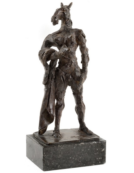 Patinated Bronze Statue: Mythological Woman, Balance between Femininity and Animality