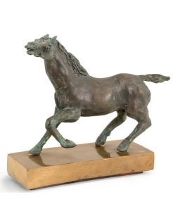 Patinated Bronze Statue: Trotting Horse, Symbol of Grace...