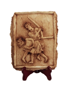 Bas relief scène de gladiateur romain