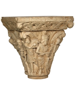 Romanesque Capitel of King David with musicians