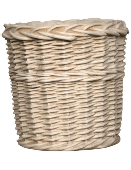 Rustic style planter pot with decoration in rattan design
