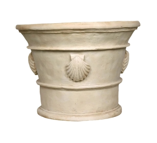 Planter pot with shell decorations
