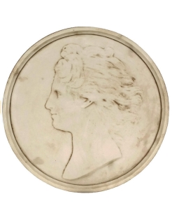 Médaillon visage de femme cheveux au vent