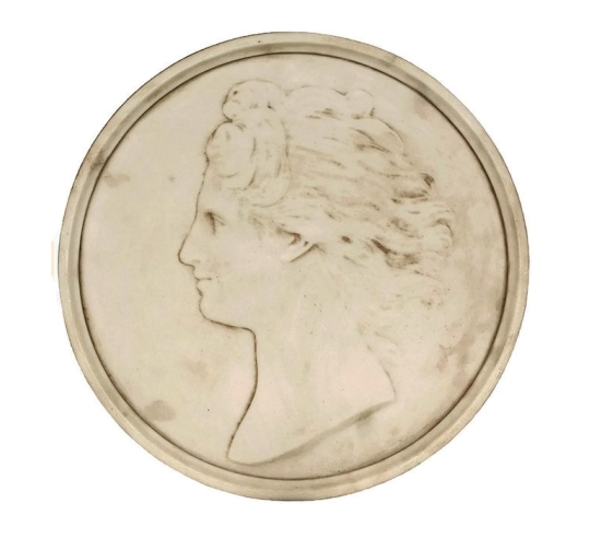 Medallón rostro de mujer con el pelo suelto