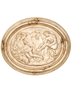 Medallion bathers with sleeping dog