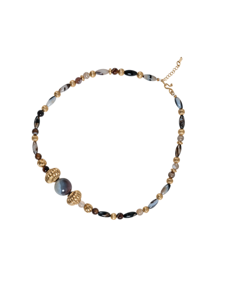 Simashki golden-plated and agate necklace
