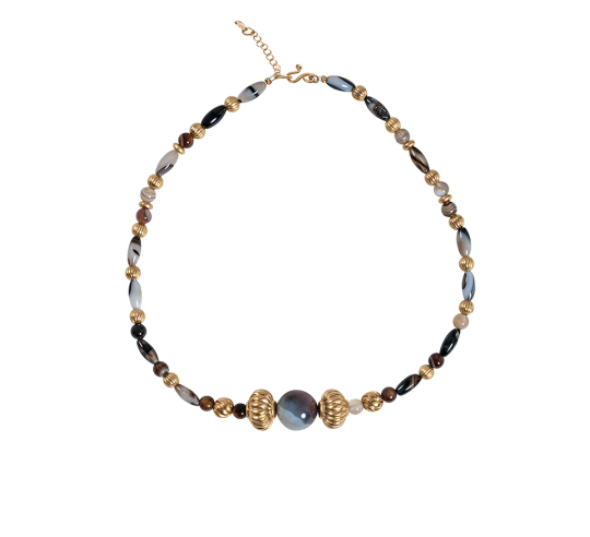 Simashki golden-plated and agate necklace