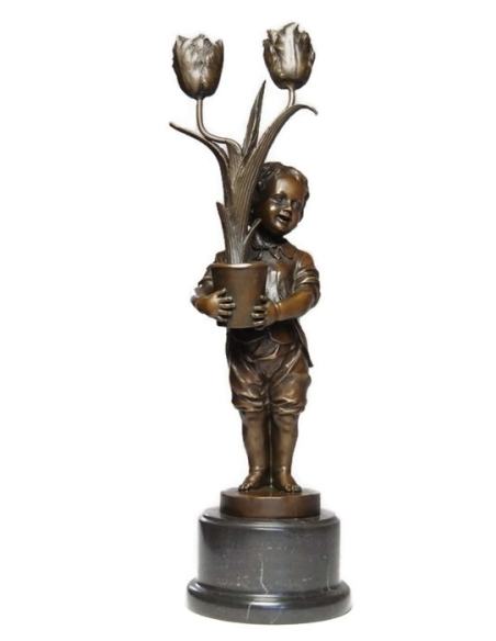 Candelabro niño con tulipanes Modernismo de Miguel Fernando López (Milo)