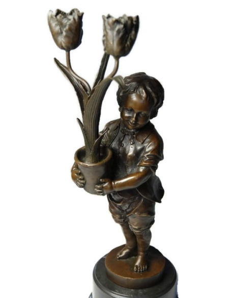 Candelabra young boy with tulips Art Nouveau by Miguel Fernando López (Milo)o López (Milo) Candelabra young boy with tulips Art Nouveau by Miguel Fernando López (Milo)o López (Milo)
