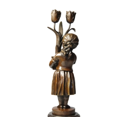 Candelabra young girl with tulips Art Nouveau by Miguel Fernando López (Milo)