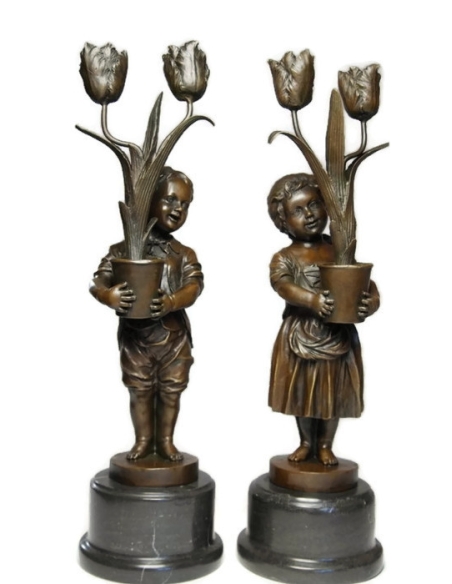 Candelabras young children with tulips Art Nouveau by Miguel Fernando López (Milo) Candelabras young children with tulips Art Nouveau by Miguel Fernando López (Milo)