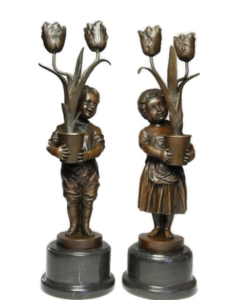 Candelabras young children with tulips Art Nouveau by Miguel Fernando López (Milo) Candelabras young children with tulips Art Nouveau by Miguel Fernando López (Milo)
