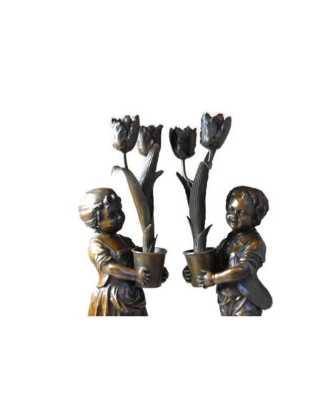 Candelabras young children with tulips Art Nouveau by Miguel Fernando López (Milo) Candelabras young children with tulips Art Nouveau by Miguel Fernando López (Milo)