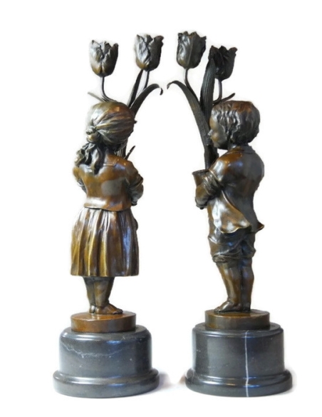 Candelabras young children with tulips Art Nouveau by Miguel Fernando López (Milo) Candelabras young children with tulips Art Nouveau by Miguel Fernando López (Milo)