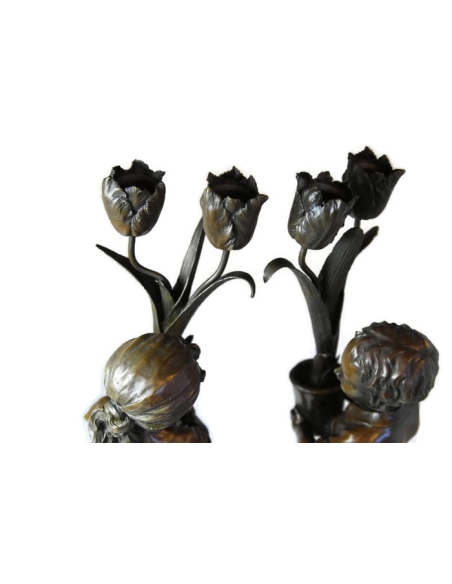 Candelabras young children with tulips Art Nouveau by Miguel Fernando López (Milo) Candelabras young children with tulips Art Nouveau by Miguel Fernando López (Milo)