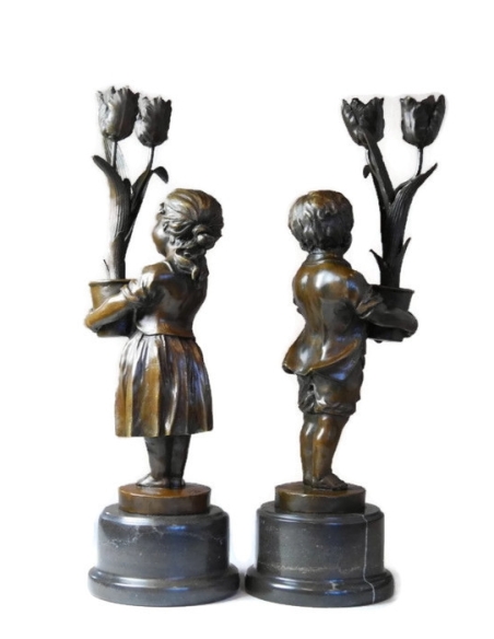 Candelabras young children with tulips Art Nouveau by Miguel Fernando López (Milo) Candelabras young children with tulips Art Nouveau by Miguel Fernando López (Milo)