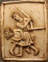 Bajorrelieve duelo de gladiadores romanos