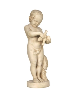 Little boy playing with a bird