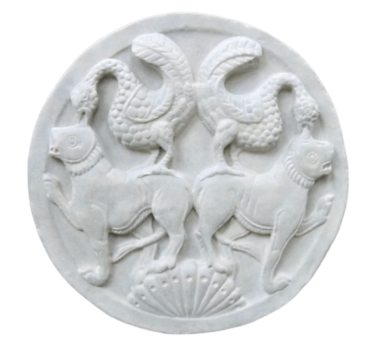 Medallón aves y leones Museo de Picardía Amiens  Francia - Siglo XII