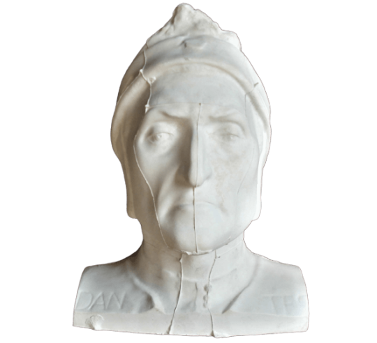 Máscara mortuoria de Dante Alighieri con parte de los hombros
