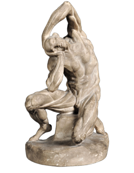 Écorché accroupi par Pierre Puget (anciennement attribué à Michel Ange)