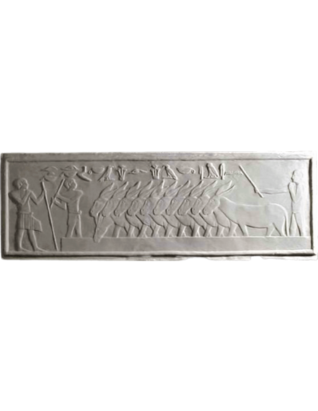 Bas relief égyptien - nécropole de Saqqara Mastaba de Ti - éleveurs menant des ânes aux travaux des champs