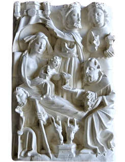 Nativity scene bas relief