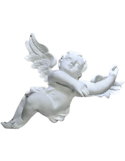 Estatua de ángel volando en el cielo.