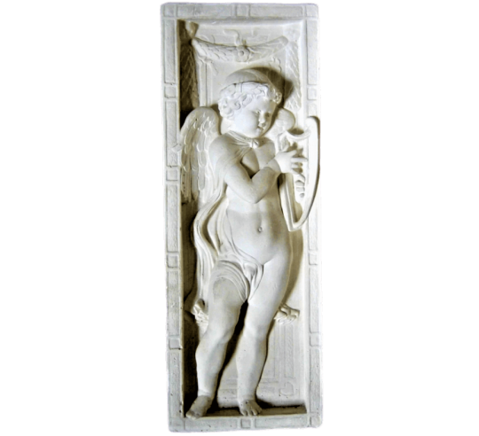 Bas relief of angel playing lyre