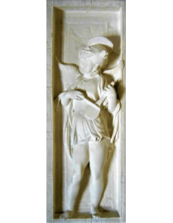 Bajorrelieve ángel tocando el laúd