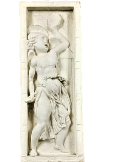 Bas relief ange jouant du tambour et cymbales