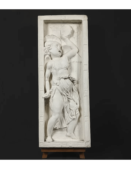 Bas relief ange jouant du tambour et cymbales